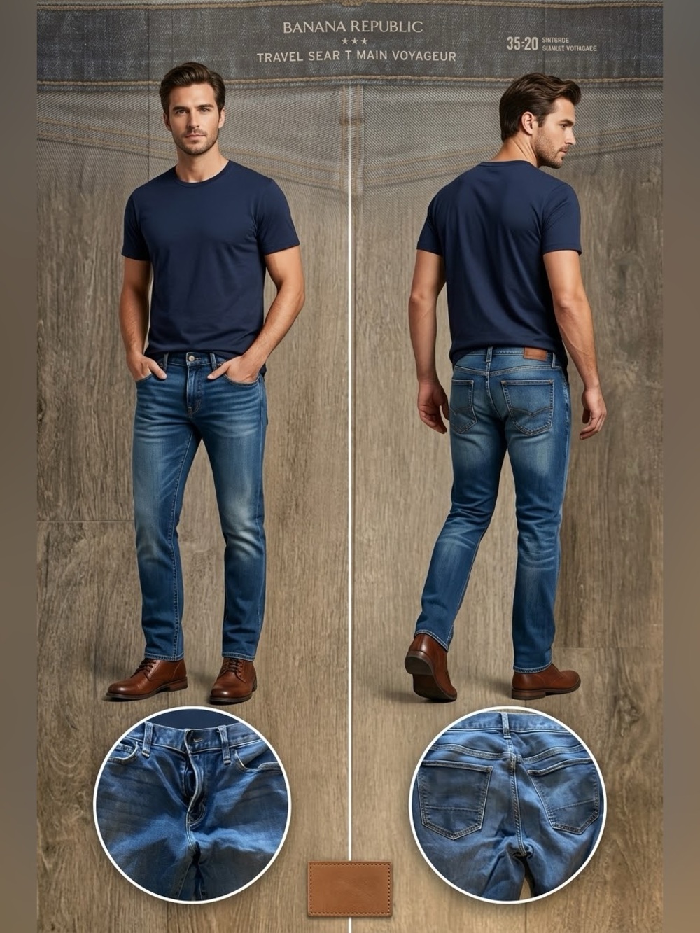 Banana Republic Men’s Slim Straight Jeans Medium Blue Wash Premium Stretch Denim